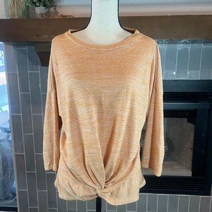 Cake + Roses striped twist long sleeve blouse XL